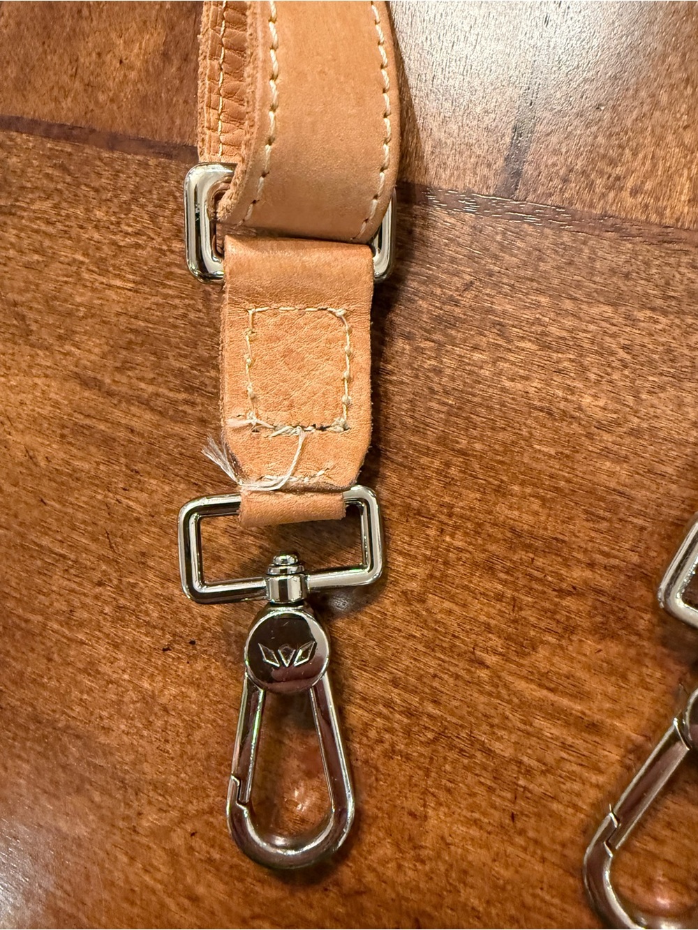 Consuela Tan Leather Strap Replacement with Silver Clips - Picture 3 of 8